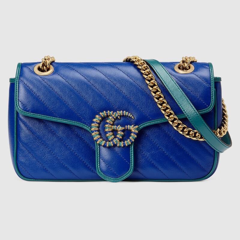 Marmont Small Matelasse Shoulder Bag 443497 Blue